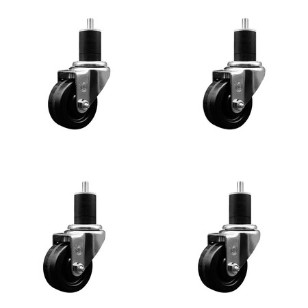 Service Caster 3'' Phenolic Wheel Swivel 1-1/2'' Expanding Stem Caster Set, 4PK SCC-EX20S314-PHS-112-4